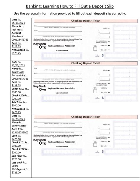 How to fill out a checking deposit slip 12 steps with pictures. Banking Deposit Slips worksheet