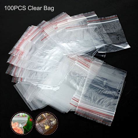 100 Zip Lock Bags Reclosable Clear Poly Bag Plastic Baggies Small