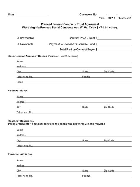 View our simple employment contract example for personal financial advisor. Funeral Contract Sample - Fill Online, Printable, Fillable ...