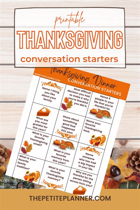 Thanksgiving Dinner Conversation Starters With Free Printable