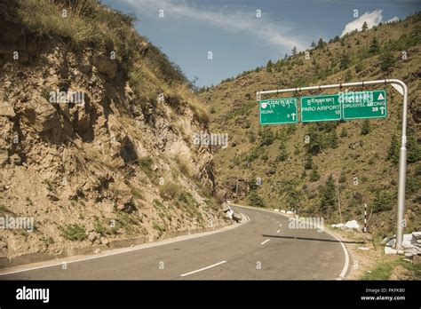 Bhutan High Wayroad Signsparo To Timpuecologicalbalanced