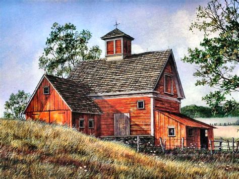 The Red Barn By Fred Swan Barn Pictures Pictures To Paint Swan