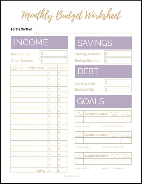 Free Household Budget Template Printable Everydaymumu