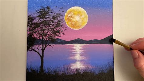 12x16 Acrylic Painting Full Moon Original Artwork Agrohortipbacid