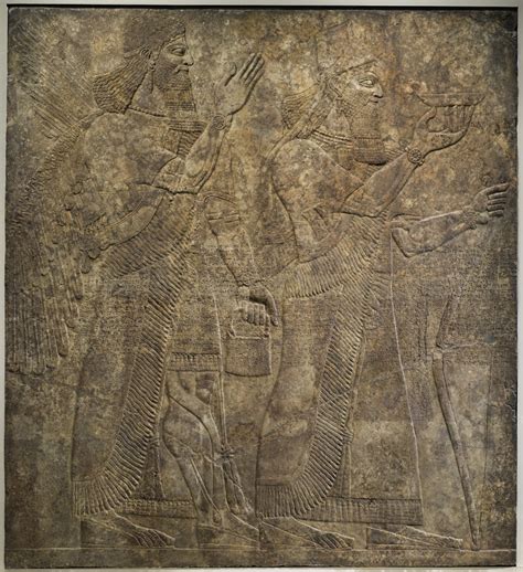 Ancient Art Ashurnasirpal Ii And A Winged Deity Northern