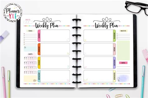 Weekly Planner 2 Page Spread Printable Sunday Start Instant Download