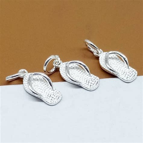 Sterling Silver Flip Flop Charm Shoe Charm For Necklace Etsy