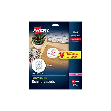 Avery Print To The Edge Round Labels 2 Diameter Matte White Pack Of