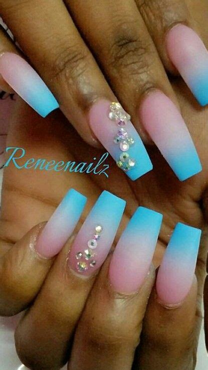 blue ombre rhinestone nails glow nails blue ombre nails rhinestone nails