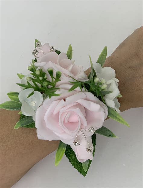 home and garden bridal bridesmaid silk flower wrist corsage wedding party rose bracelet pastel