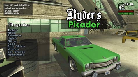 Fully Upgrading And Customizing Ryders Picador Gta San Andreas Youtube