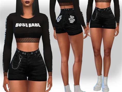The Sims Resource Chain High Waist Shorts By Sifix Sims 4 Downloads