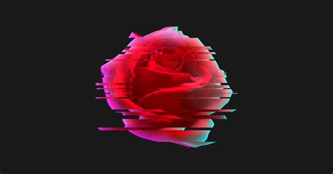 Glitch Rose Vaporwave Aesthetic Trippy Floral Psychedelic Glitch Rose