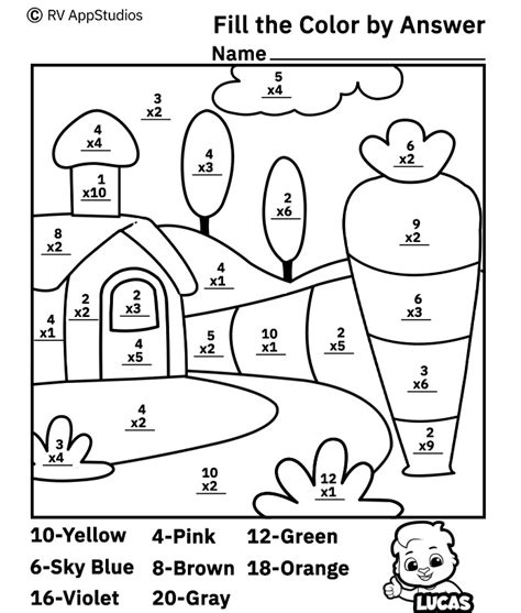 multiplication coloring worksheets color  number