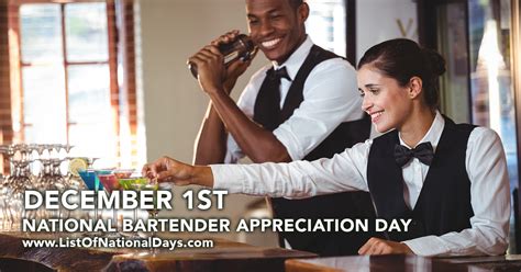 National Bartender Appreciation Day List Of National Days