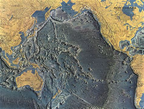 Mapa del fondo del Océano Pacífico 1969 Mapas Milhaud