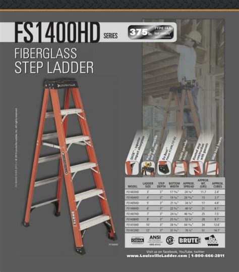 Louisville Davidson Ladders 8 Ft Fiberglass Iaa Step Ladder Fs1408hd