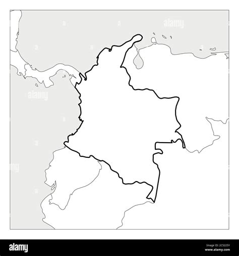 Map Of Colombia Black Thick Outline Highlighted With Neighbor Countries