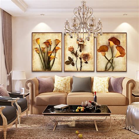 3 Panel Canvas Art Oil Painting Flower Painting Design Home Decor Print
