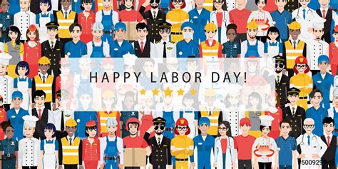Cartoon Character With Professional Worker In Labor Day Festival Design