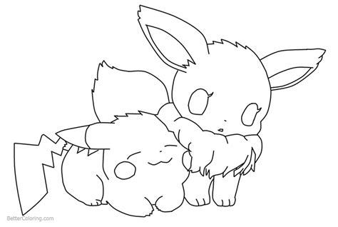 Every child who watched pokemon dreams of becoming hunters of them and have a team for the championship. Chibi Pikachu and Eevee Coloring Pages by deathdaredevil ...
