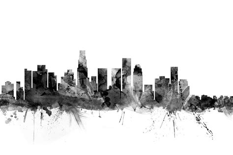 Los Angeles California Skyline Digital Art By Michael Tompsett Pixels