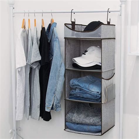 Storageworks Hanging Closet Organizer 3 Shelves With Thickened Board Gray Extra Large Space