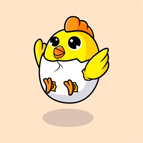 Icono De Dibujos Animados De Mascota De Pollito Lindo Ilustración De