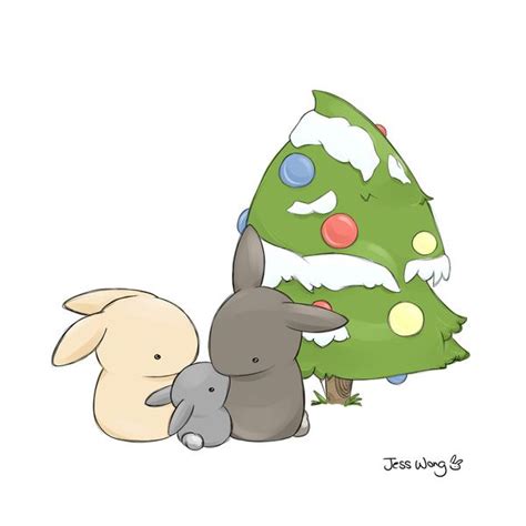Christmas Art Print Cute Drawings Bunny Drawing Bunny Art