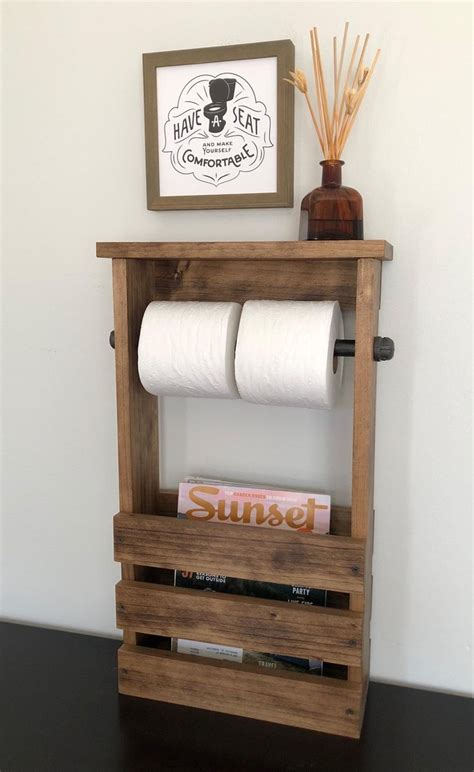 Diy toilet paper holder shelf: Toilet Paper Holder Free Standing Bathroom Magazine Wooden ...