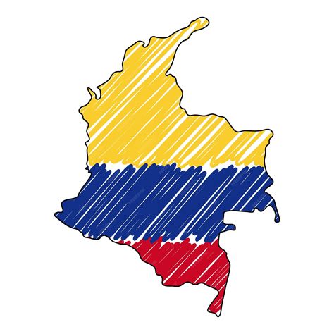Colombia Mapa Dibujado A Mano Boceto Vector Concepto Ilustración