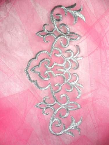 Silver Metallic Embroidered Iron On Designer Applique