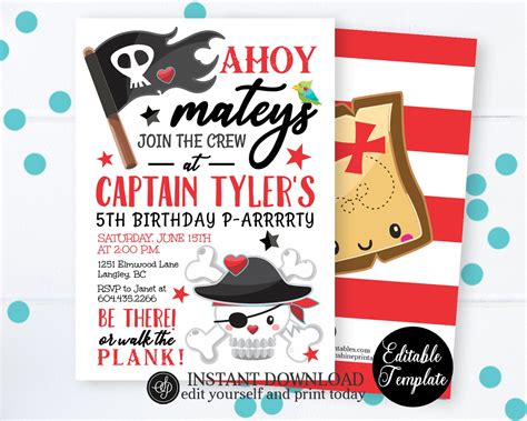 Pirate Birthday Invitation Pirate Party Pirate Theme Party Etsy