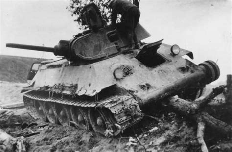 Knocked Out Soviet Tank T 34 Mod 1940 Soviet Tank T 34 Tank
