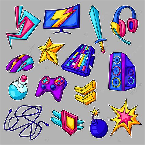 Game Items Vector Hd Images Set Of Gaming Items Play Star Vector