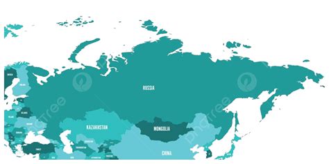Turquoise Map Of Russianeighboring Countries On White Background Vector
