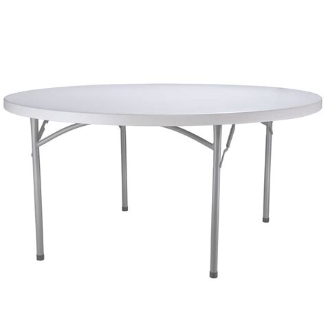 Round Folding Table 60 Heavy Duty Plastic White Granite Lancaster