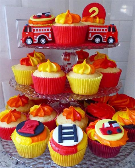 Firefighter Cupcake Shared By Lion In 2020 Firetruck Cake