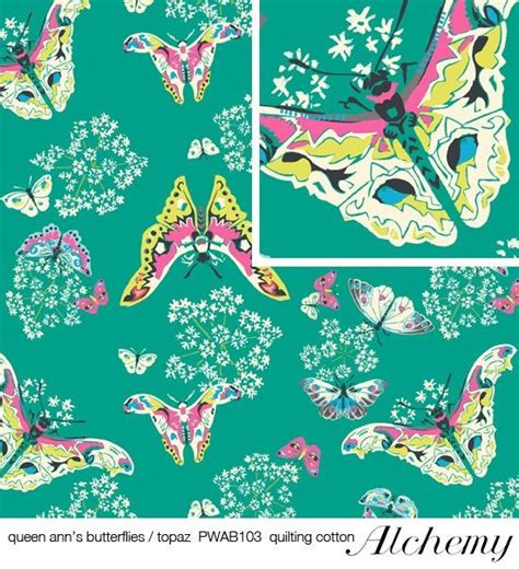 Amy Butler Fabric Queen Anns Butterflies In Topaz From Her Etsy Amy