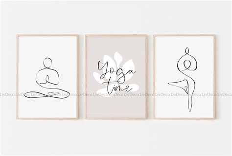 Set Of 3 Yoga Art Print Minimalist Wall Decor Printable Wall Art
