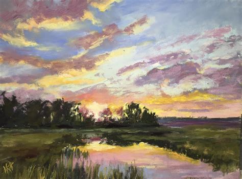 Original Soft Pastel Sunset Landscape Painting Etsy Sunset