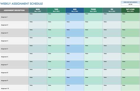 6 Week Schedule Template Best Calendar Example