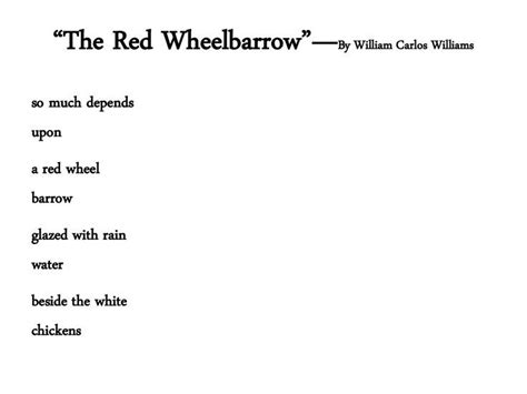 “the Red Wheelbarrow” By William Carlos Williams Review William