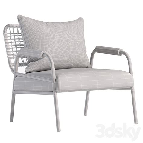 zoe wood open air arm chair 3d model