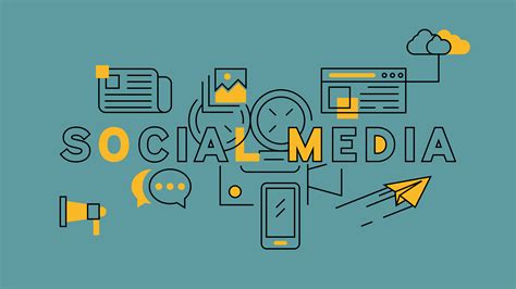Social Media Orange In Blue Line Design Online Marketing Concept