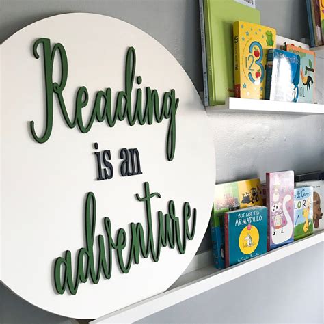 Reading Nook Sign Book Nook Sign Nursery Decor 3d Round Etsy