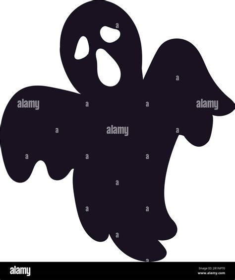Halloween Ghost Silhouette Icon Spooky Sign On White Background Scary