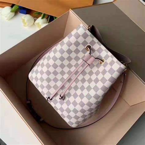 Louis Vuitton Lv Women Néonoé Bucket Bag In Damier Azur Canvas Pink Lulux