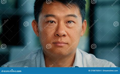 Close Up Portrait Mature Asian Man 40s Businessman Boss Employer Lawyer Leader Middle Aged