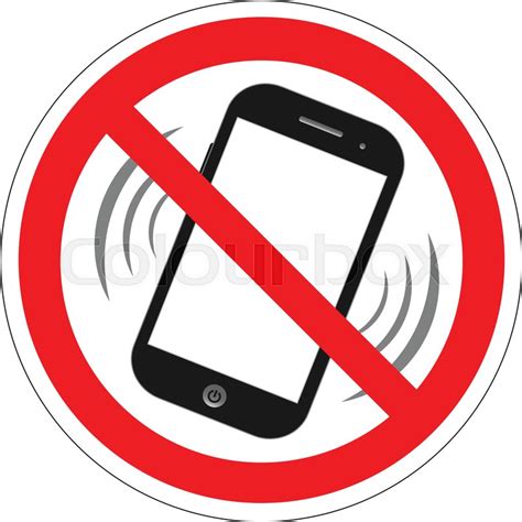No Cell Phone Sign Mobile Phone Stock Vector